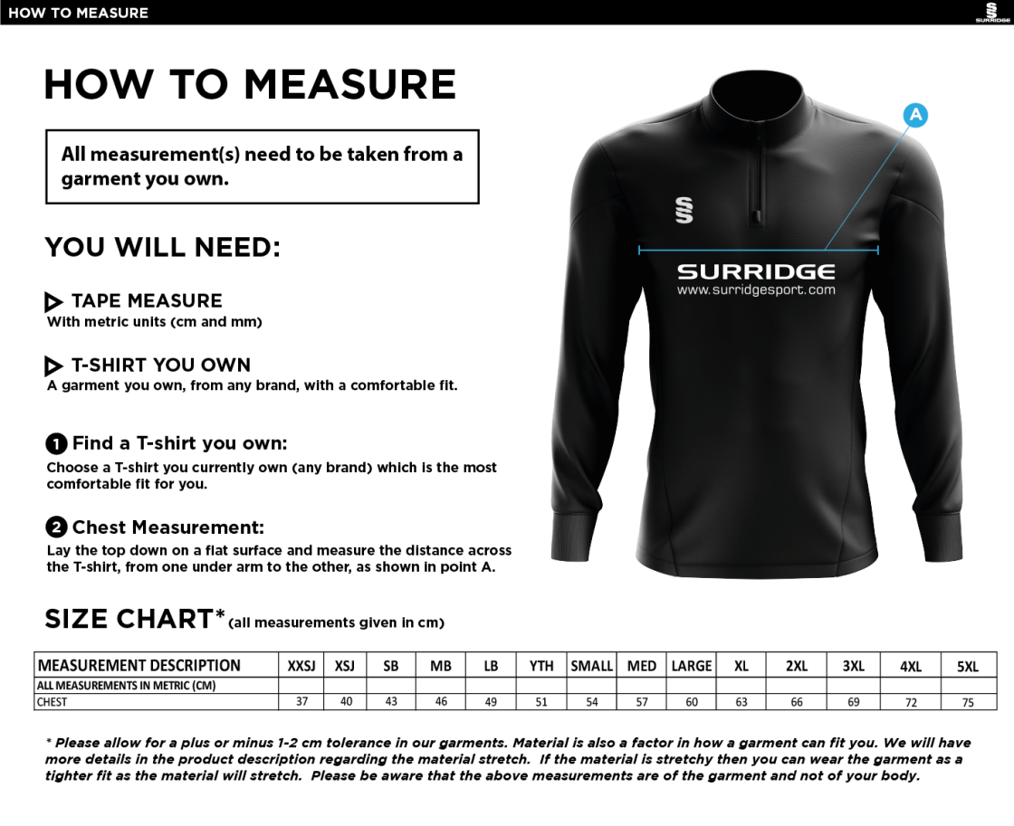 Chipping CC - Blade Performance Top - Size Guide